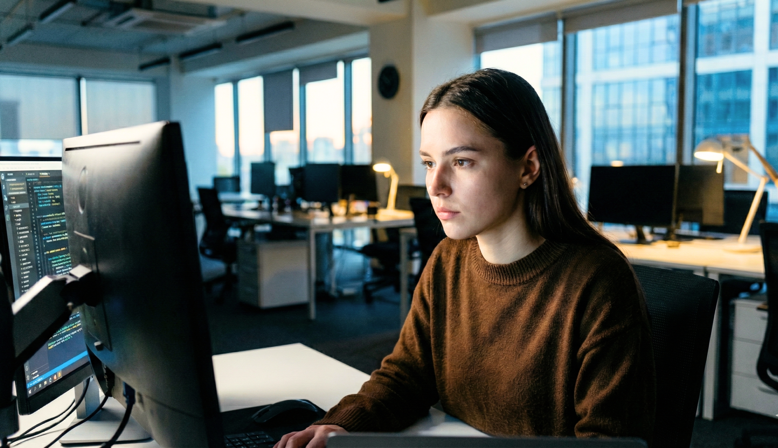 ragazza che apprende dal pc